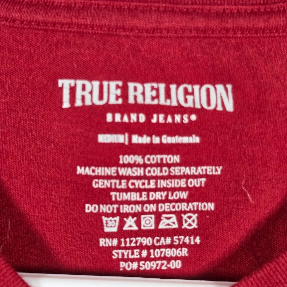 True Religion Shirt Mens Medium Buddha Guitar Graphic Horseshoe  Graphic